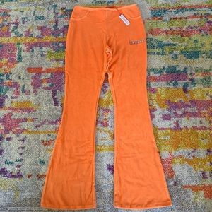 NWT Fiorucci Velour Logo Flare Pants